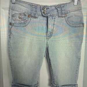 Women's Light Blue Denim Athletic Shorts